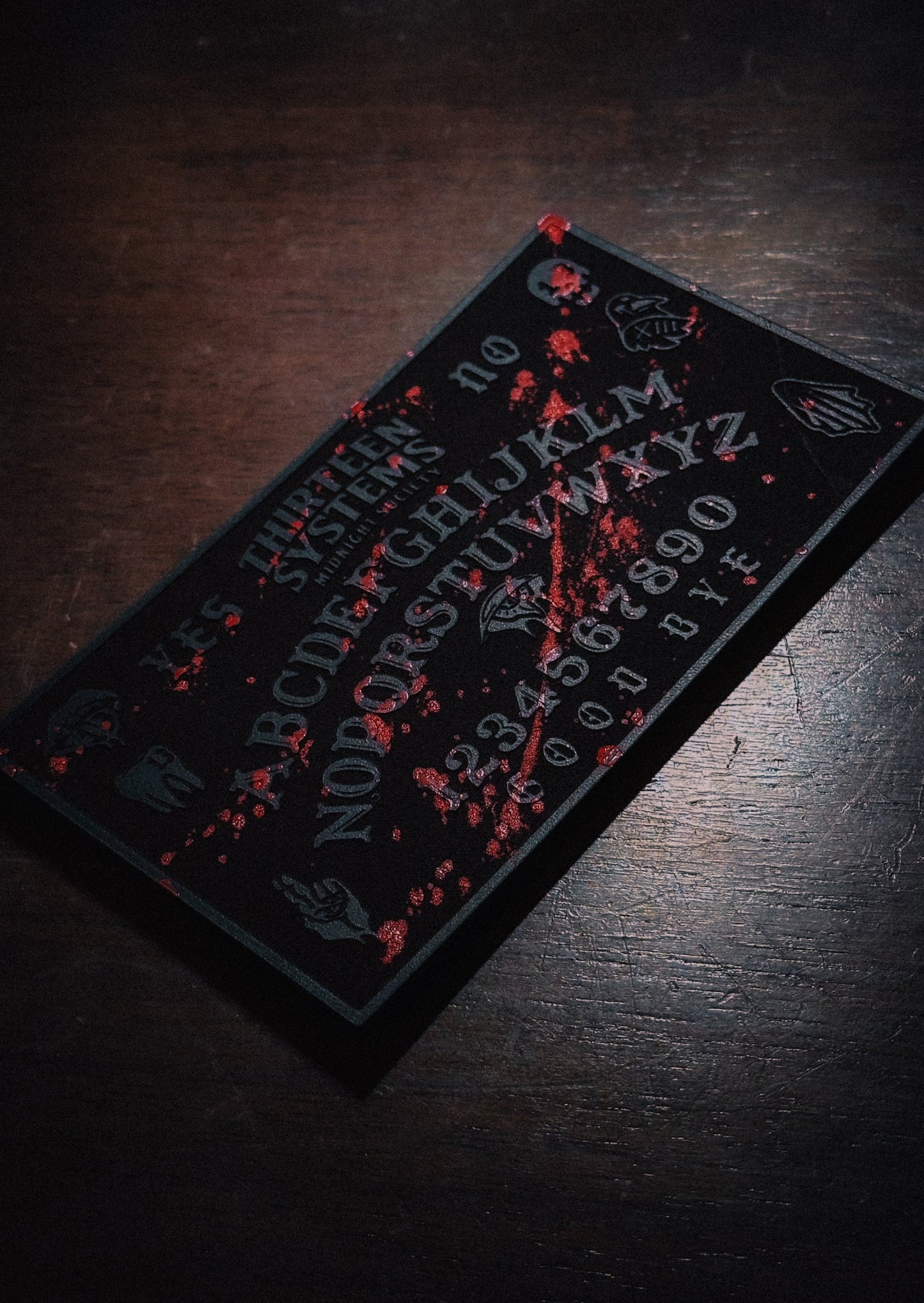 Ouija Board 5x3 Leather Patch - Blood Spray and Black