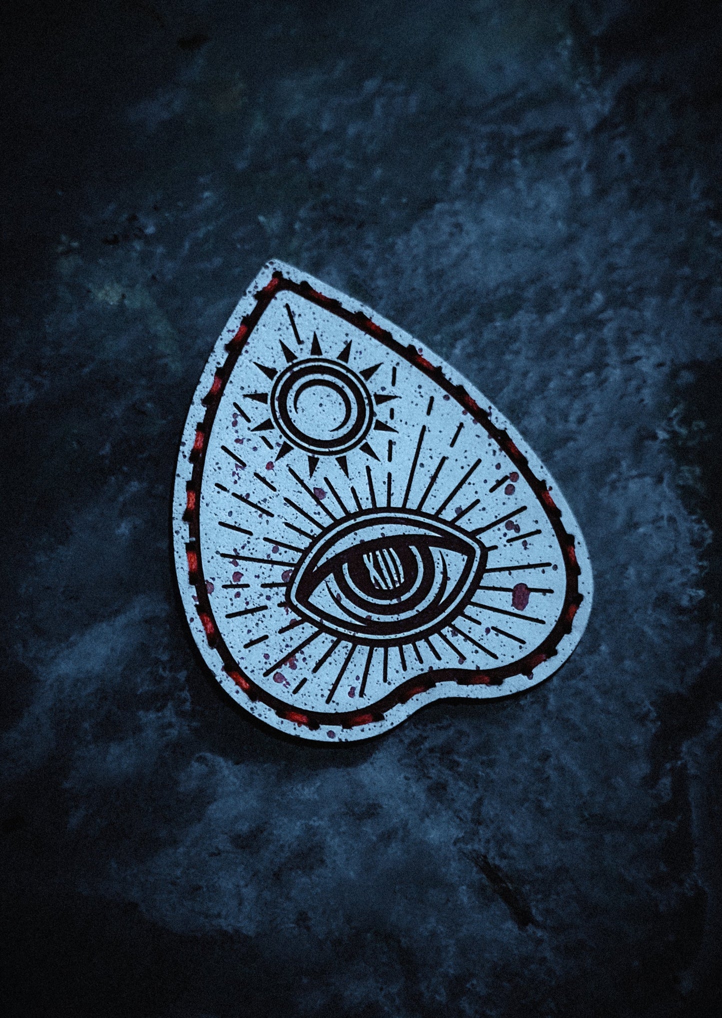Ouija Planchette Patch - Bloody White Leather