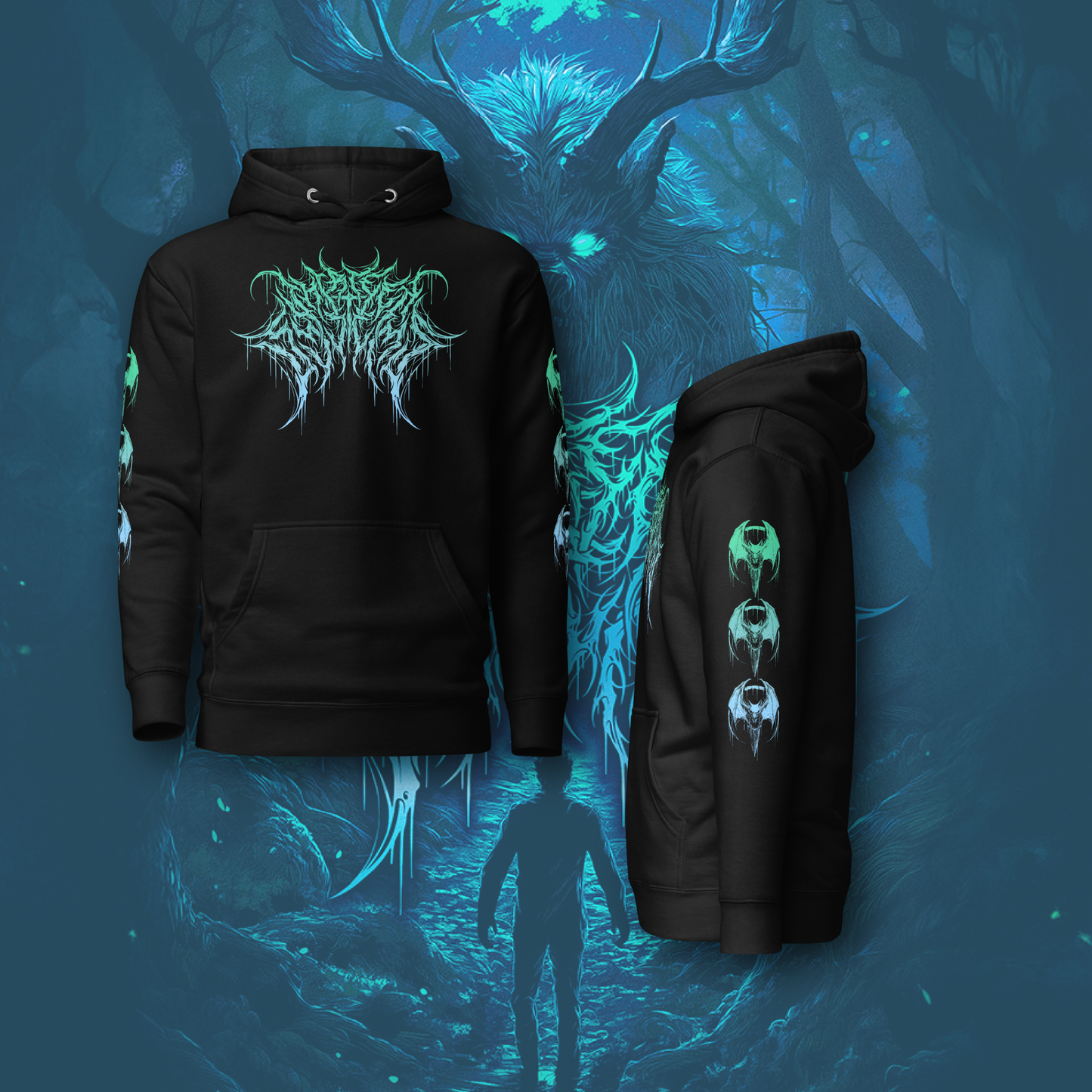 Thirteen Deathcore Hoodie - Green/Blue