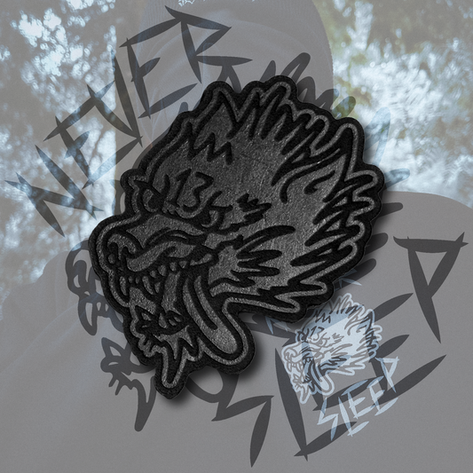 Wolf Head Leather Patch - Black