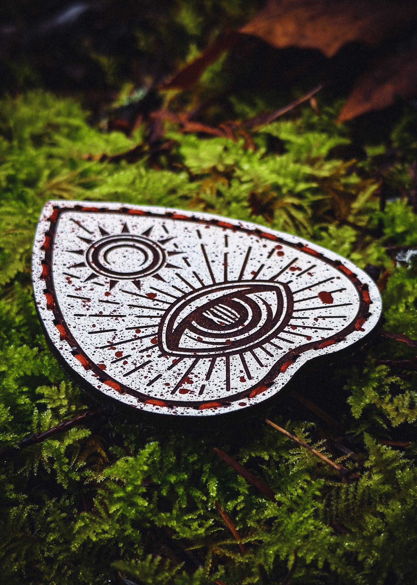 Ouija Planchette Patch - Bloody White Leather