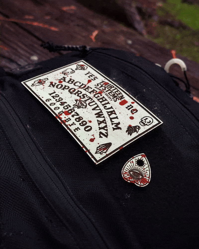 Halloween Leather Ouija Patches - Glow in the Dark with Blood Spray