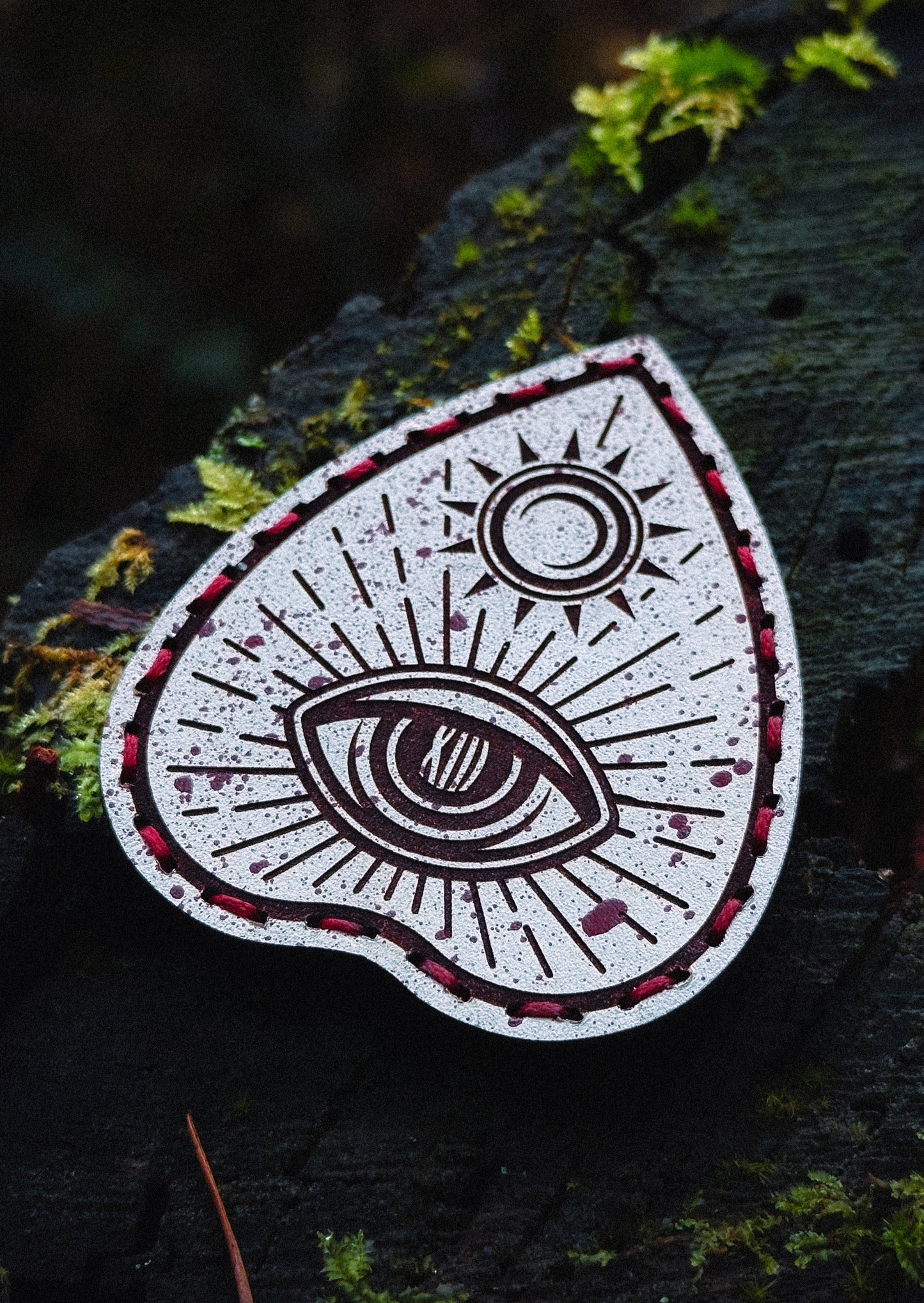 Ouija Planchette Patch - Bloody White Leather