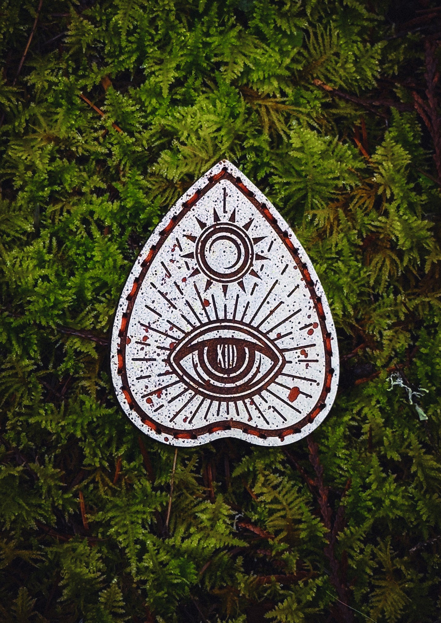 Ouija Planchette Patch - Bloody White Leather