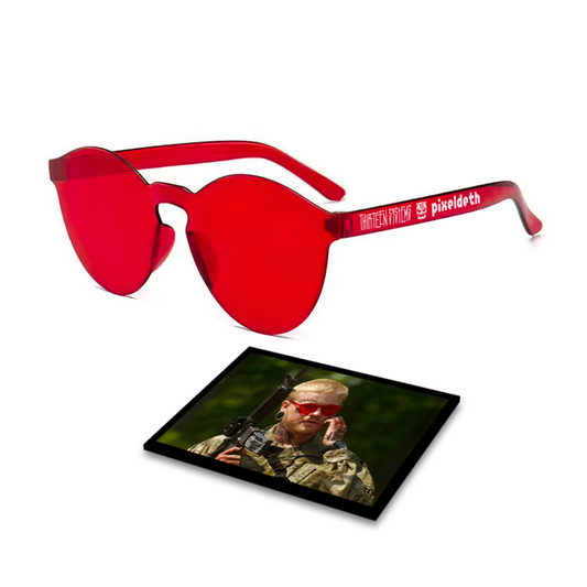 Civil Rizz Printed Patch and Red Glasses Combo