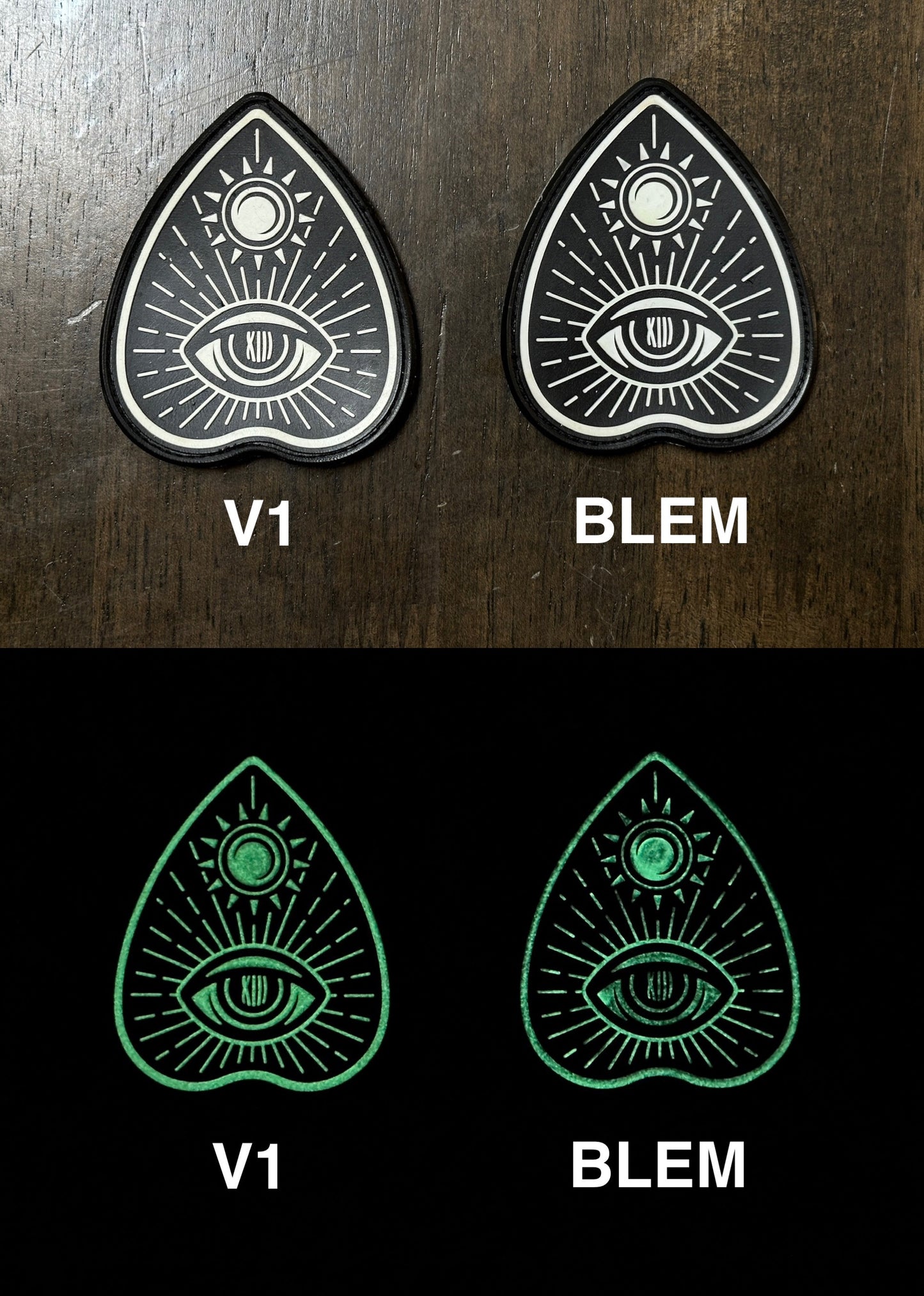 BLEM - Ouija Planchette PVC Patch - Federal Glow