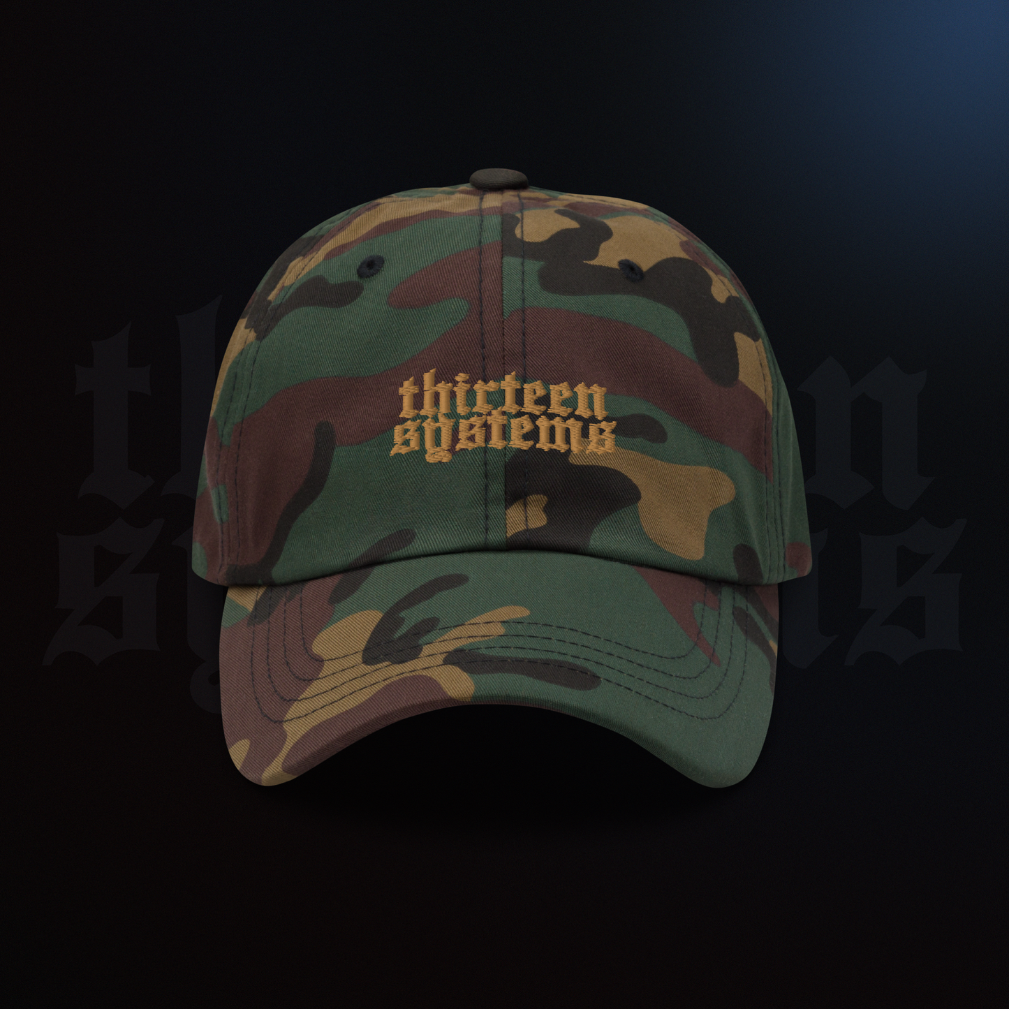 Thirteen Systems Logo - Dad Hat - M81/Gold